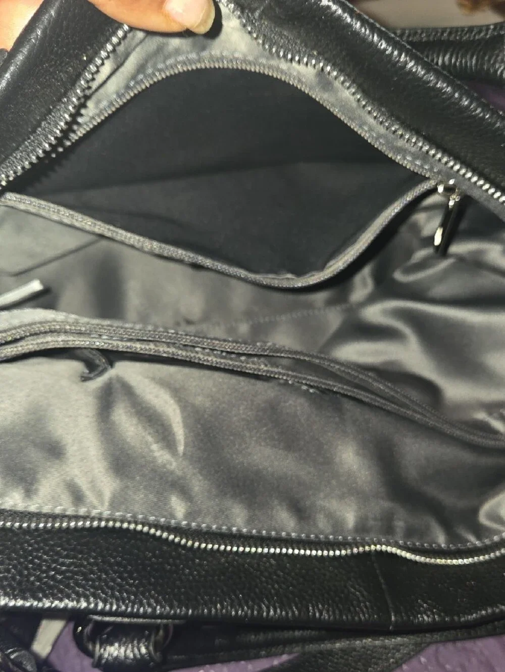 Black Leather Tote Bag - Classic Women's Handbag